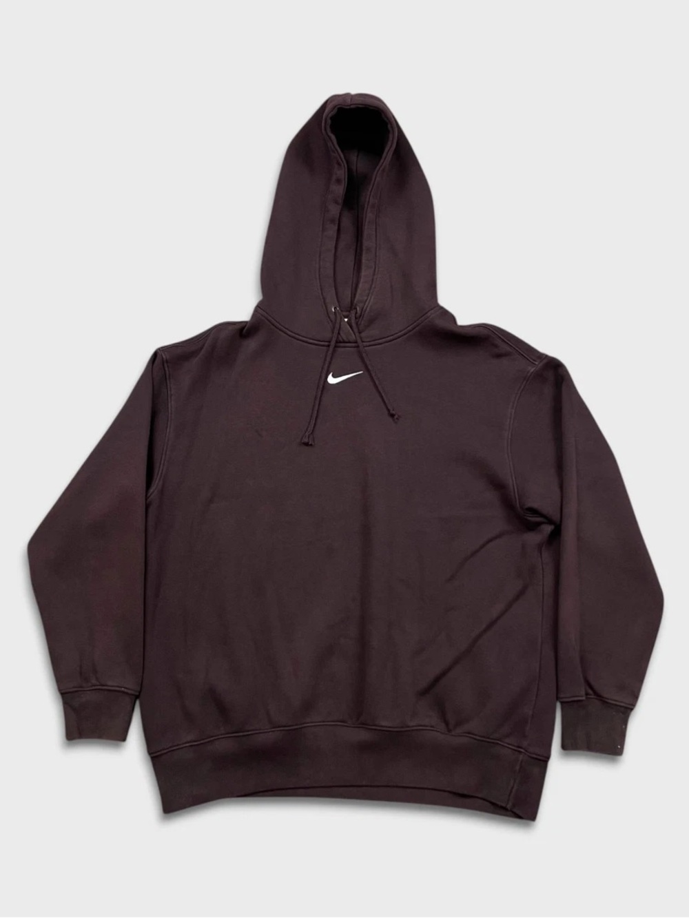 Nike Men's Maroon/Brown Hoodie Sweatshirt - Small Swoosh Logo